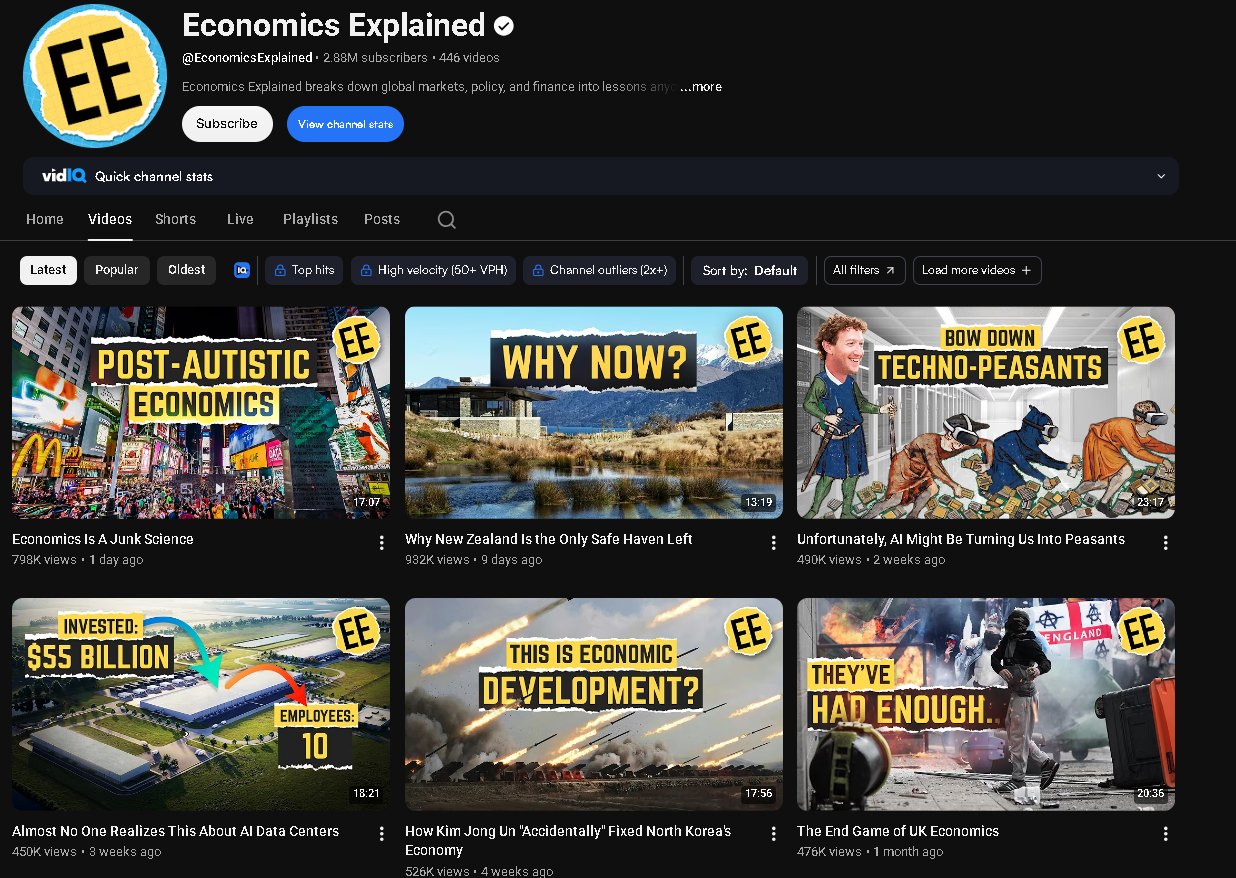 Faceless YouTube channel explaining economics and money