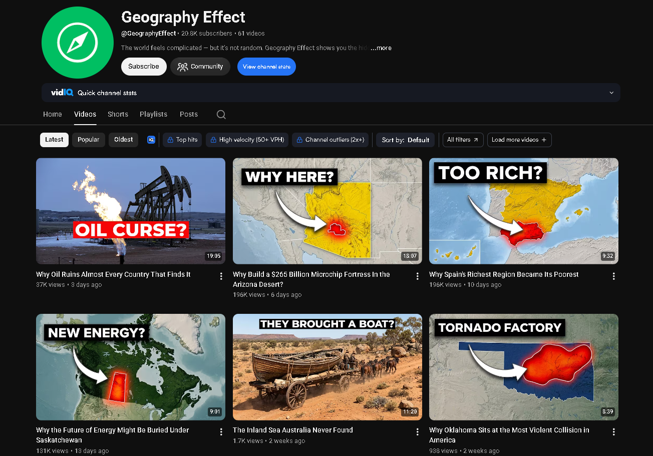 Faceless YouTube channel about geography and countries