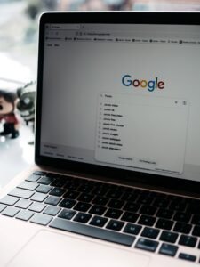 Person using a laptop to search for information online