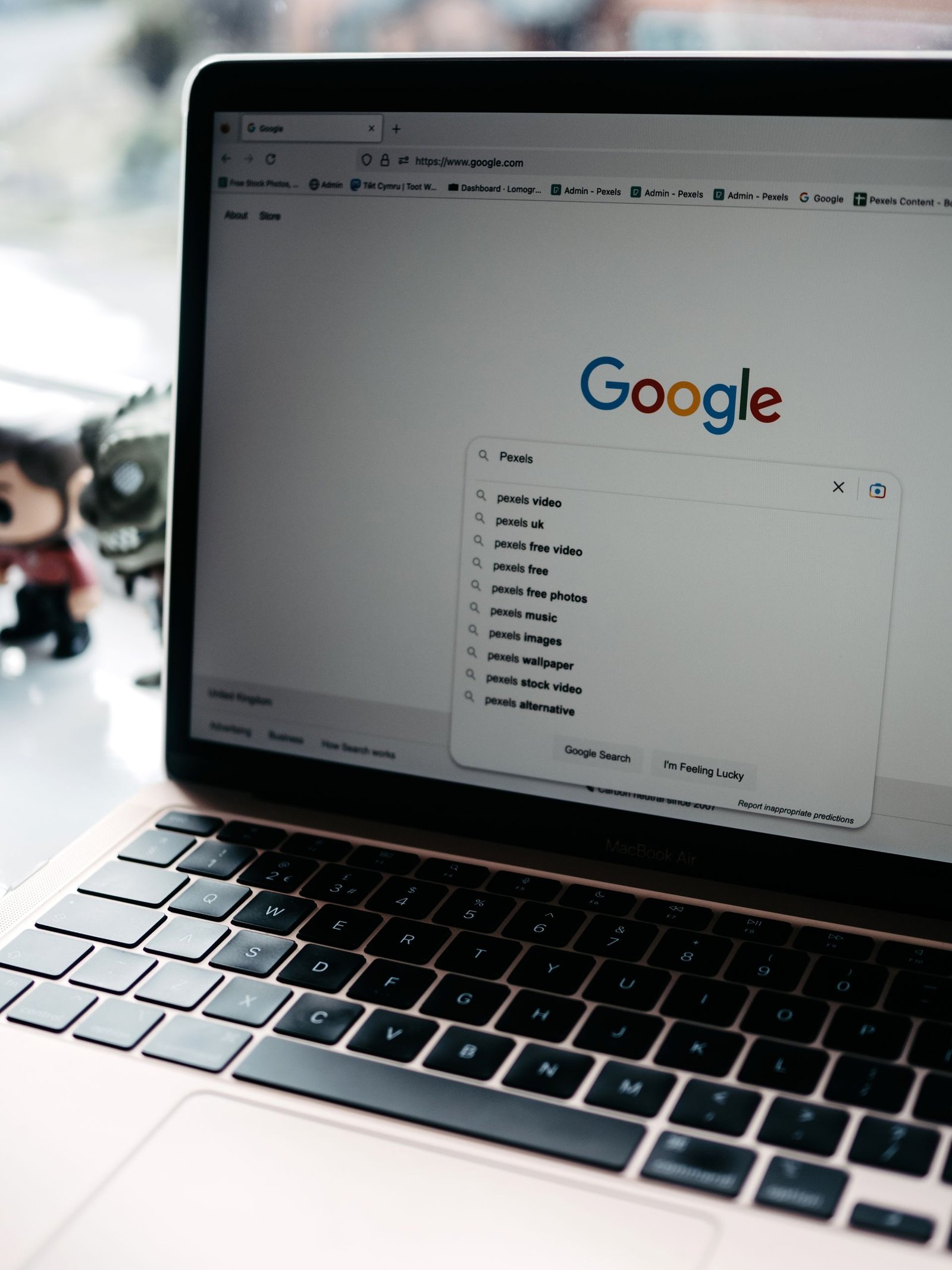 Person using a laptop to search for information online